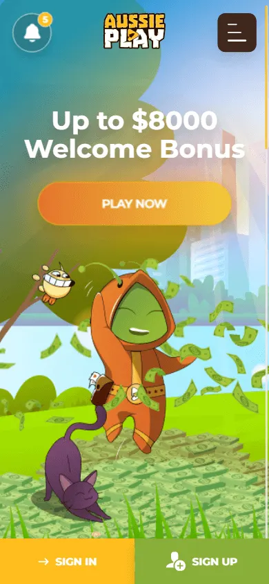 Aussie Play Casino home screen on a mobile device